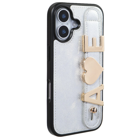 iPhone 17 Kişiye Özel Harfli Deri Telefon Kılıfı Beyaz