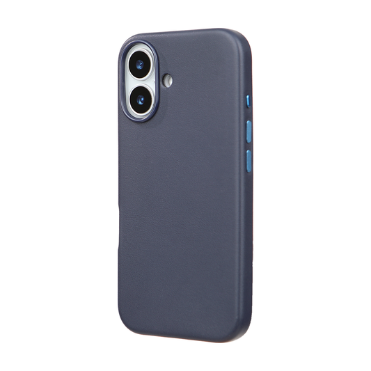 iPhone 16 Gizli Magsafeli Vegan Deri Telefon Kılıfı - Lacivert
