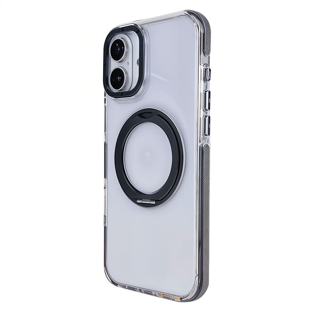 iPhone 16 Metal Standlı Telefon Kılıfı Gri