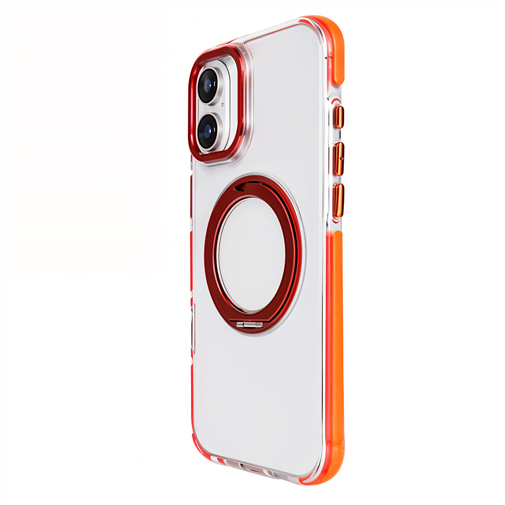 iPhone 16 Metal Standlı Telefon Kılıfı Turuncu