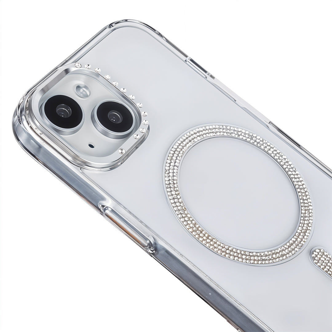 iPhone 14 Shiny Transparent Magsafe Telefon Kılıfı Beyaz