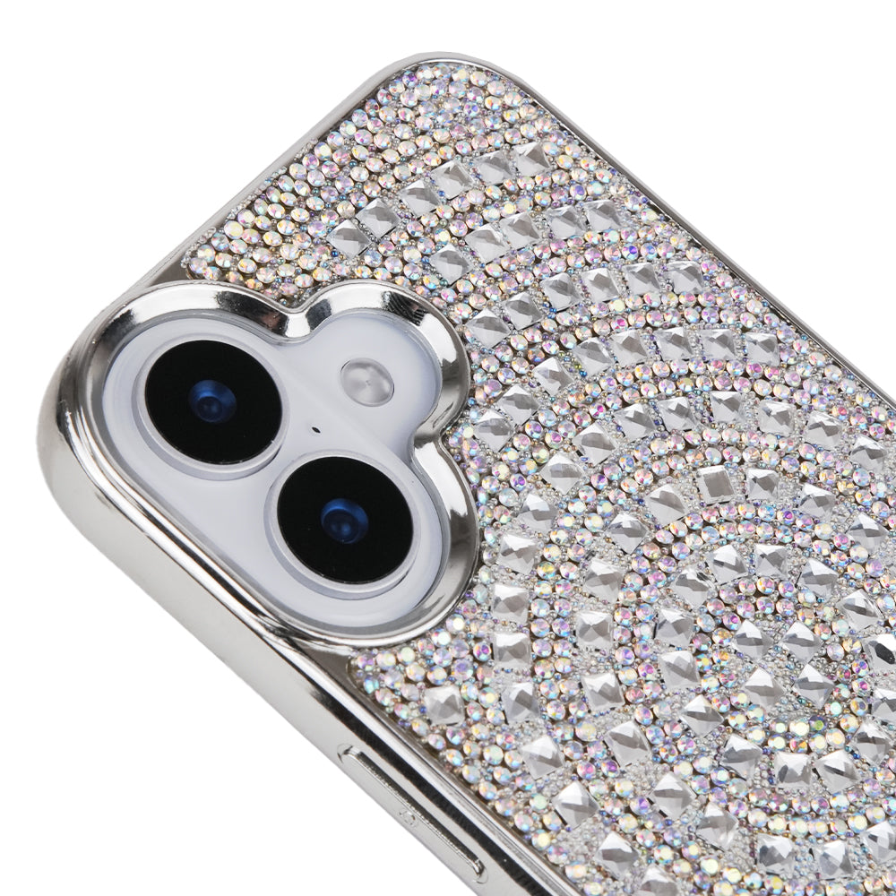 iPhone 16 Swarovski İşlemeli Telefon Kılıfı Gri