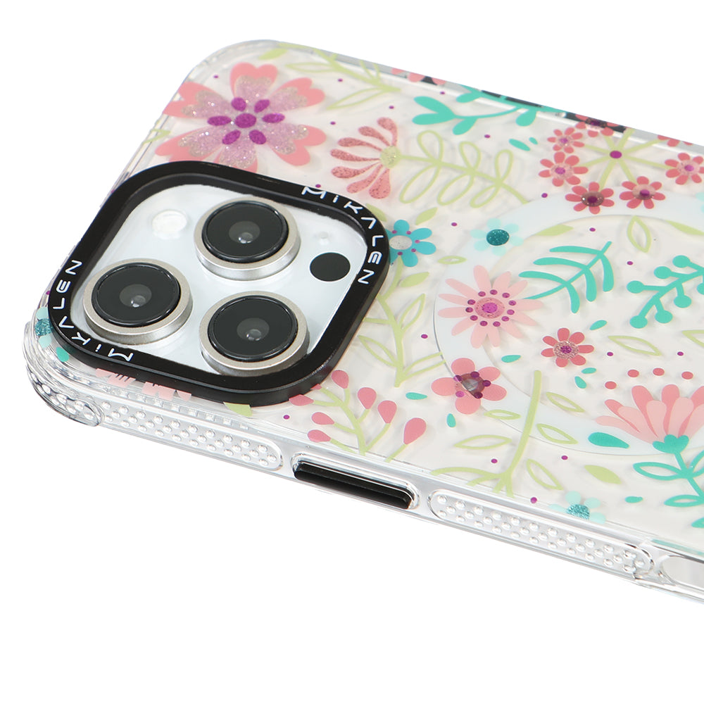 Apple iPhone 15 Pro Max Mikalen Magsafe Çiçekli Telefon Kılıfı