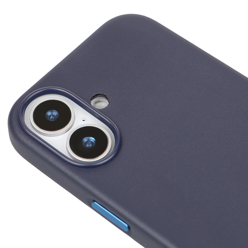iPhone 16 Gizli Magsafeli Vegan Deri Telefon Kılıfı - Lacivert