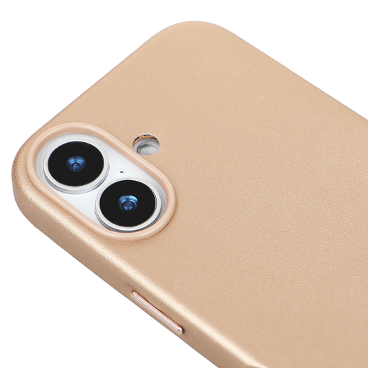 iPhone 16 Gizli Magsafeli Vegan Deri Telefon Kılıfı - Altın