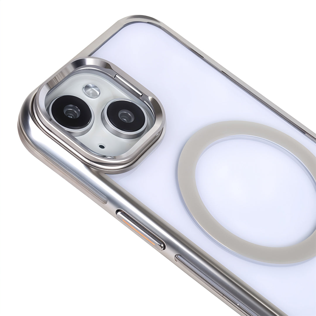 iPhone 15 Kamera Standlı Magsafe Telefon Kılıfı Gri