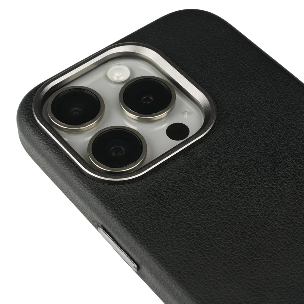 iPhone 15 Pro Max Gizli Magsafeli Deri Telefon Kılıfı - Siyah