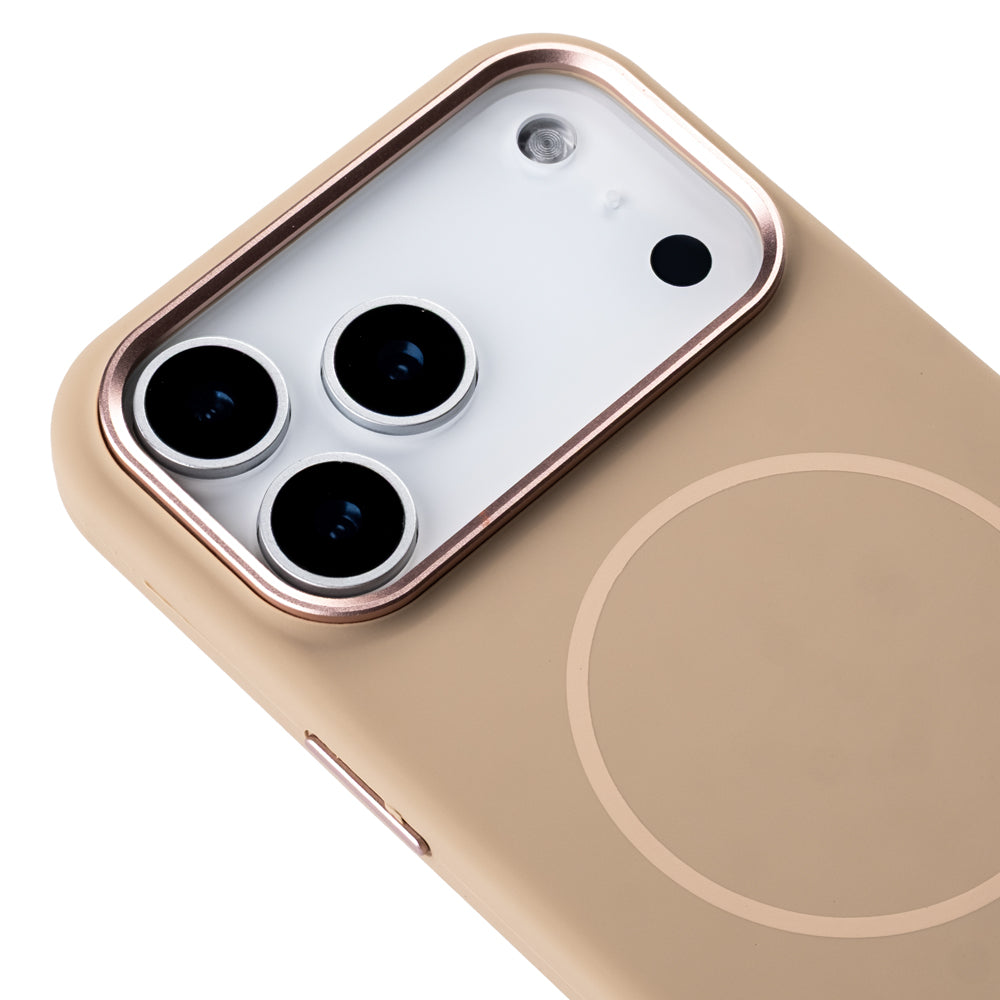 Apple iPhone 16 Pro Style Magsafe Telefon Kılıfı Krem