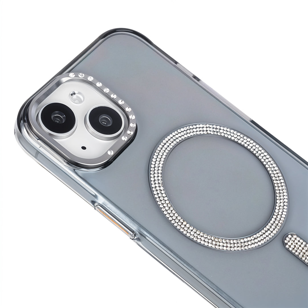 iPhone 14 Shiny Transparent Magsafe Telefon Kılıfı Siyah