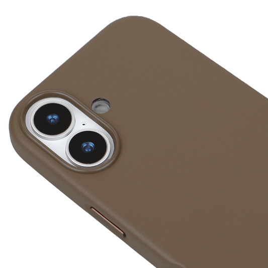 iPhone 16 Gizli Magsafeli Vegan Deri Telefon Kılıfı - Kahve