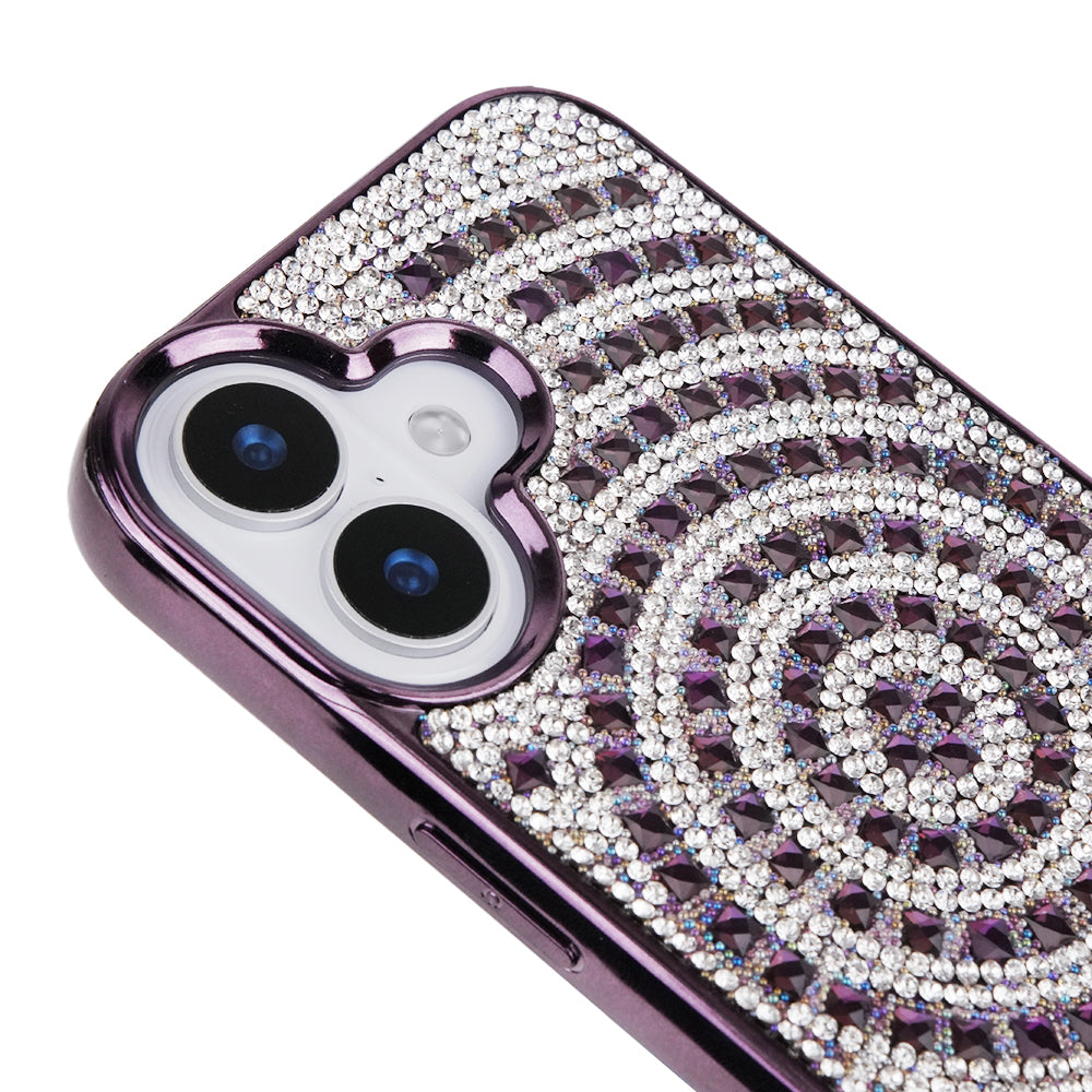 iPhone 16 Swarovski İşlemeli Telefon Kılıfı Mor