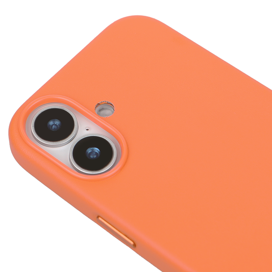 iPhone 16 Gizli Magsafeli Vegan Deri Telefon Kılıfı - Turuncu