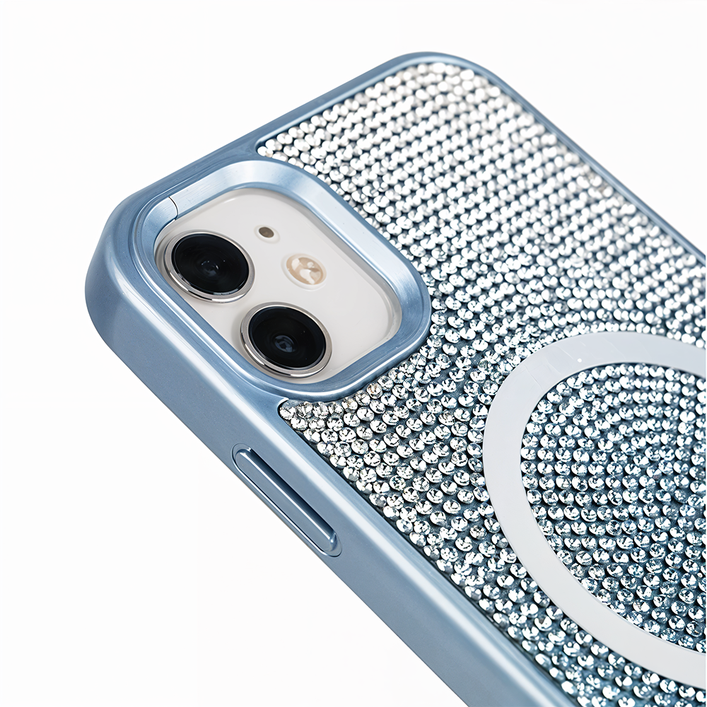 iPhone 11 Taşlı Magsafe Telefon Kılıfı Mavi