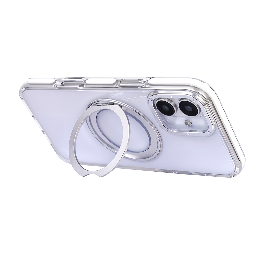 iPhone 16 Metal Standlı Telefon Kılıfı Beyaz