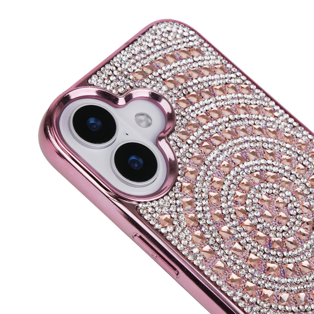 iPhone 16 Swarovski İşlemeli Telefon Kılıfı Pembe