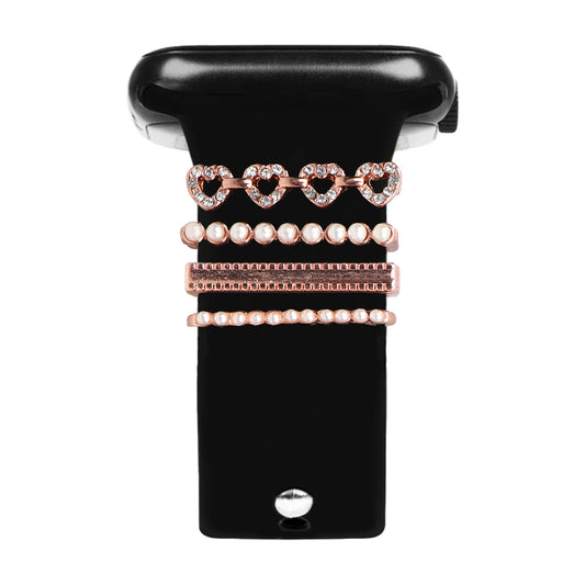 Apple Watch Charm Hearted Pearl Kordon Aksesuarı