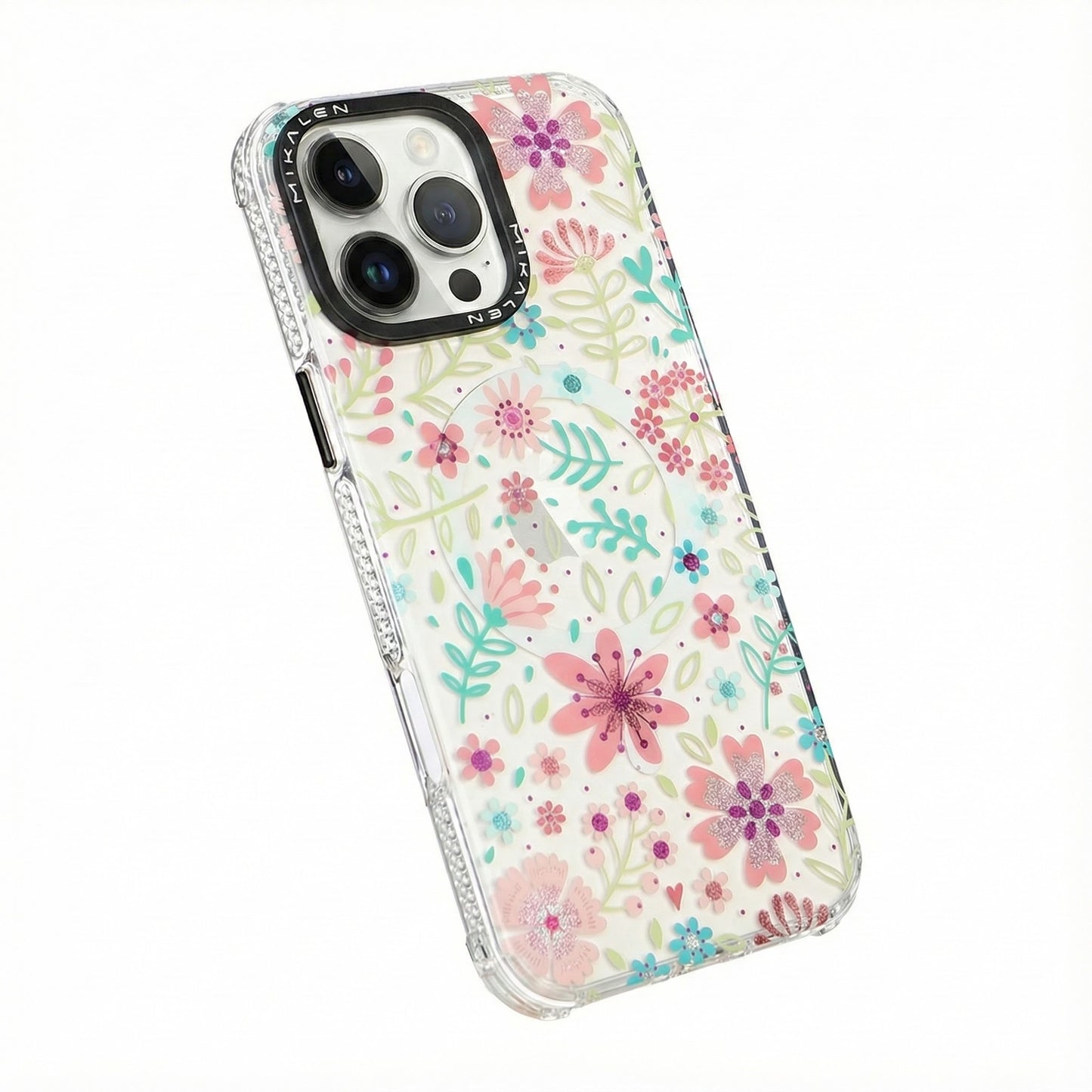 Apple iPhone 15 Pro Max Mikalen Magsafe Çiçekli Telefon Kılıfı