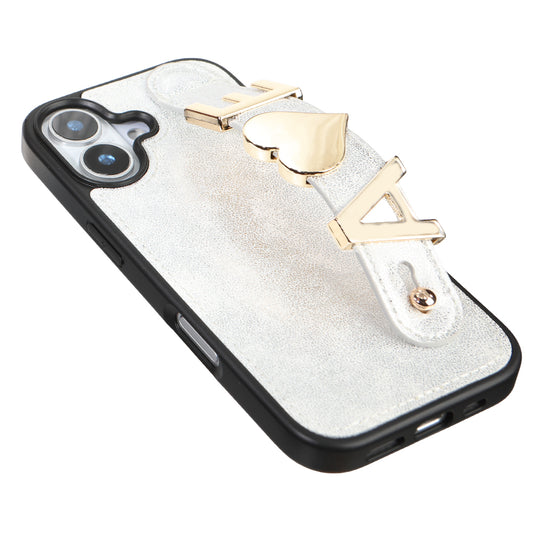 iPhone 17 Kişiye Özel Harfli Deri Telefon Kılıfı Beyaz