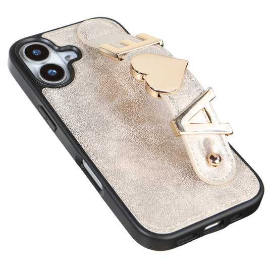 iPhone 17 Kişiye Özel Harfli Deri Telefon Kılıfı Gri