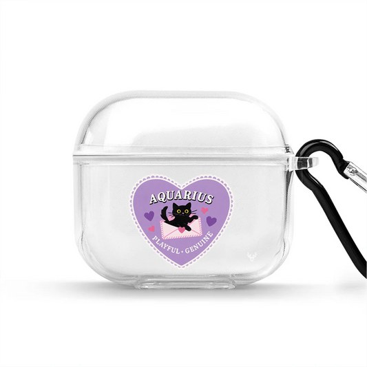 Apple AirPods 4 Burçlar Aquarius Cat Şeffaf Kılıfı