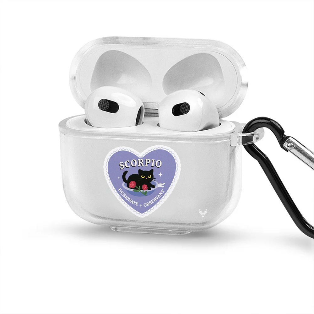 Apple AirPods 4 Burçlar Scorpio Cat Şeffaf Kılıfı