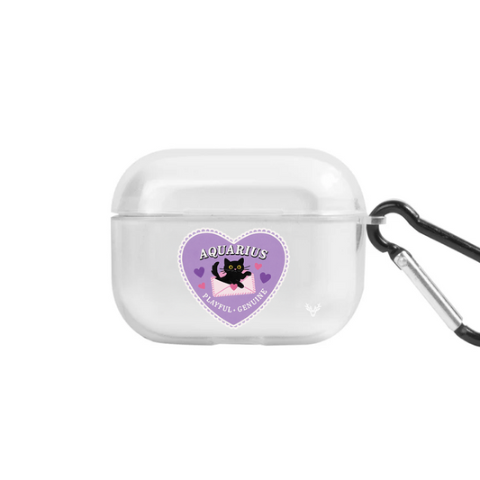 Apple AirPods Pro 2 Burçlar Aquarius Cat Şeffaf Kılıfı