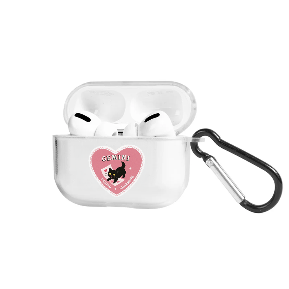 Apple AirPods Pro 2 Burçlar Gemini Cat Şeffaf Kılıfı