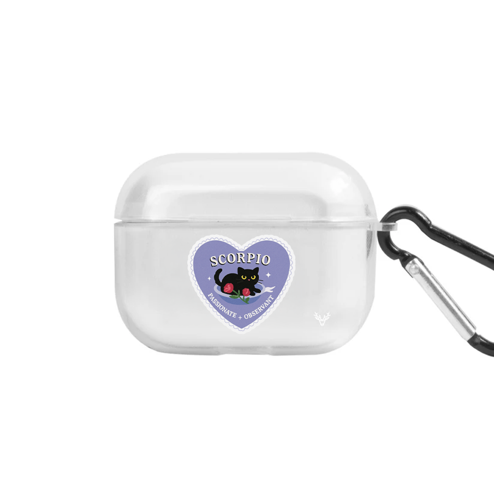 Apple AirPods Pro 3 Burçlar Scorpio Cat Şeffaf Kılıfı