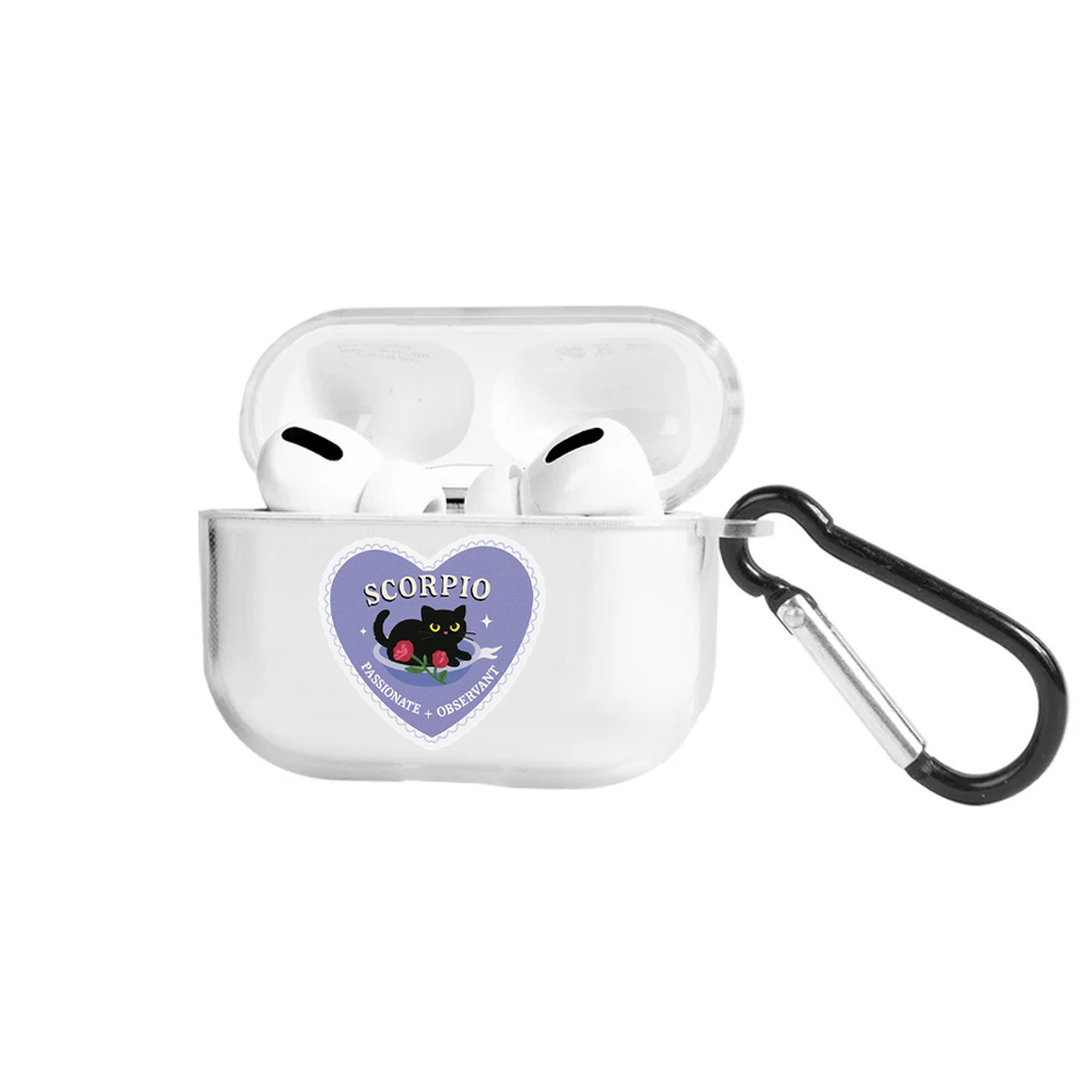 Apple AirPods Pro 3 Burçlar Scorpio Cat Şeffaf Kılıfı