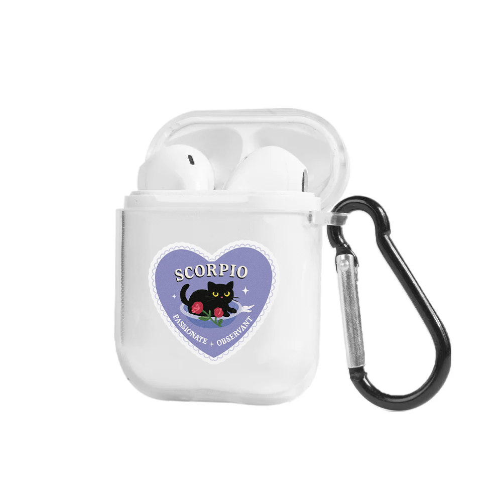 Apple AirPods Burçlar Scorpio Cat Şeffaf Kılıfı