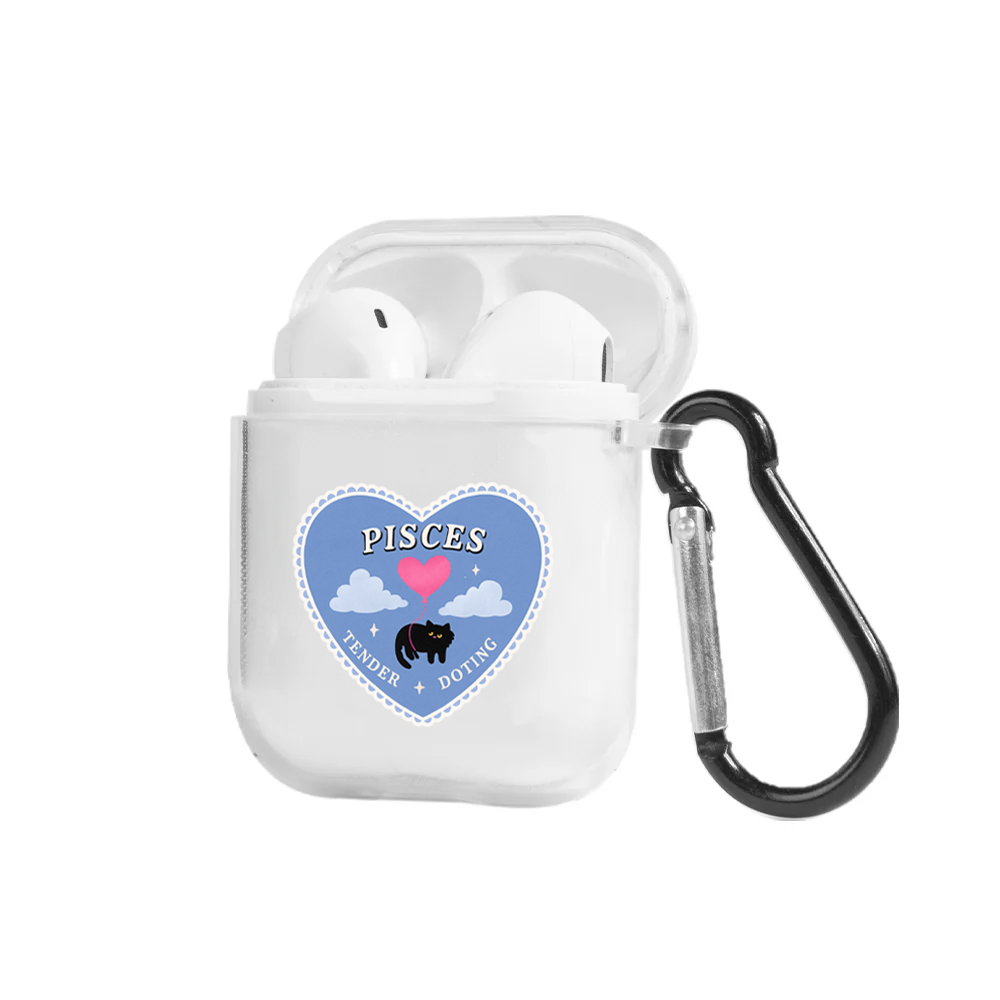 Apple AirPods Burçlar Pisces Cat Şeffaf Kılıfı