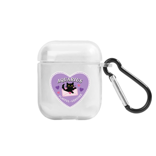 Apple AirPods Burçlar Aquarius Cat Şeffaf Kılıfı