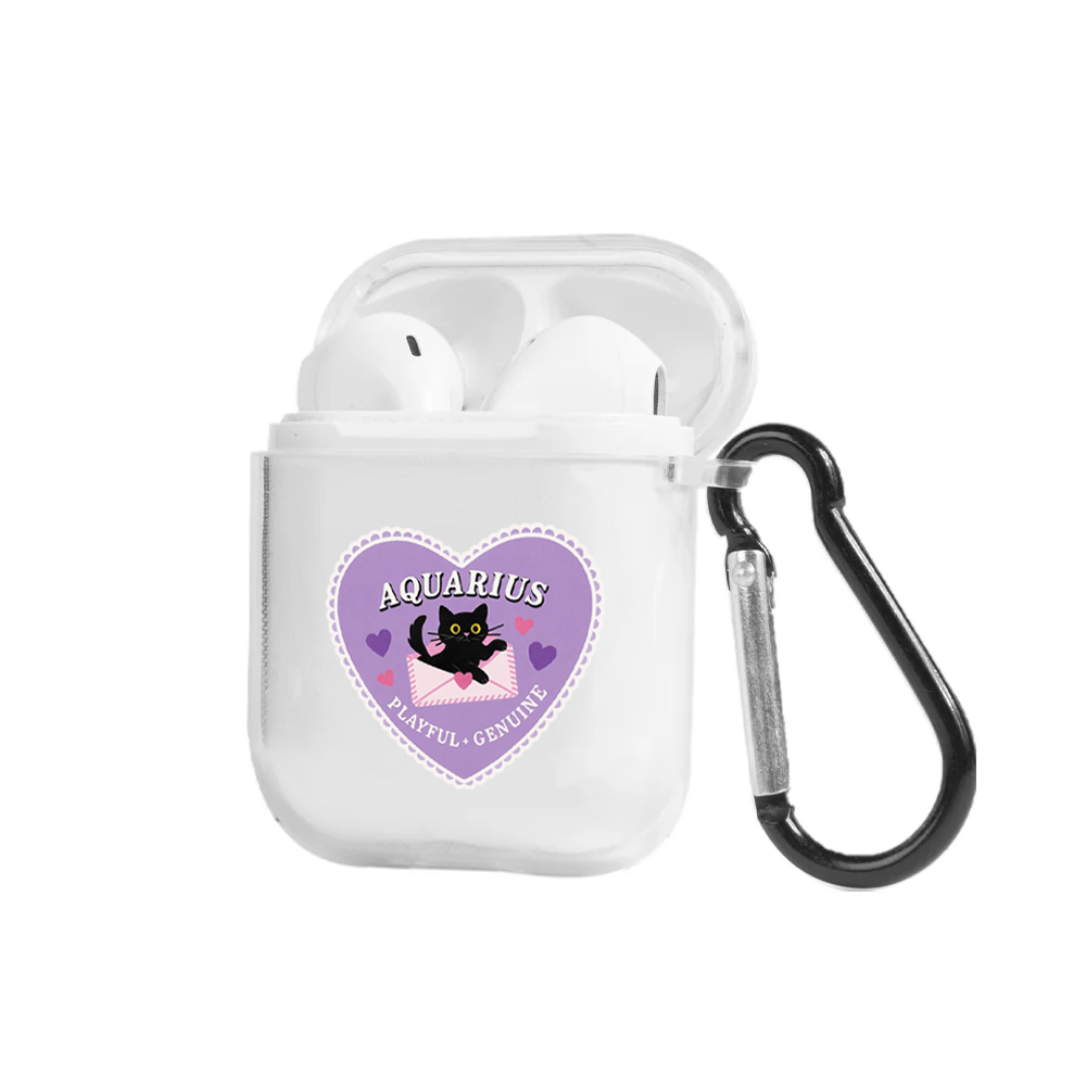 Apple AirPods Burçlar Aquarius Cat Şeffaf Kılıfı