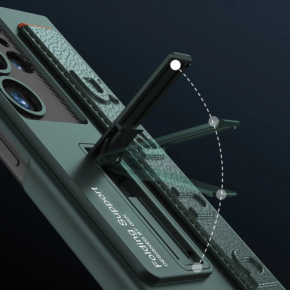 Samsung S23 Ultra Bileklik ve Standlı Kılıf Magsafe Green
