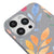 iPhone 14 Pro Watercolor Flowers Telefon Kılıfı - Renkli Silikon - Gri
