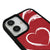 iPhone 16 Plus Hearts in a Row Telefon Kılıfı - Deri - Kırmızı