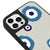iPhone 12 Pro Evil Eye Look Telefon Kılıfı - Deri - Beyaz