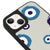 iPhone 14 Evil Eye Look Telefon Kılıfı - Deri - Beyaz
