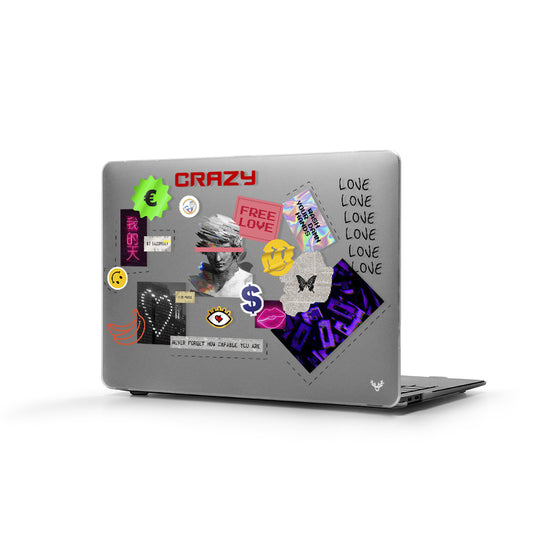 Macbook Pro Sert Kapaklı Crazy Desenli Kılıf