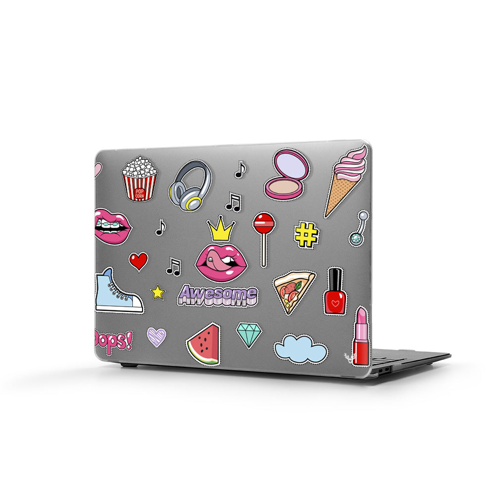 Macbook Pro Sert Kapaklı Awesome Desenli Kılıf