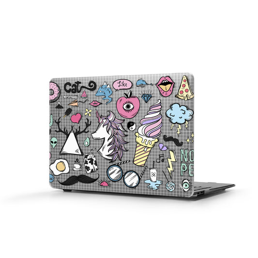 Macbook Pro Sert Kapaklı Nope Desenli Kılıf