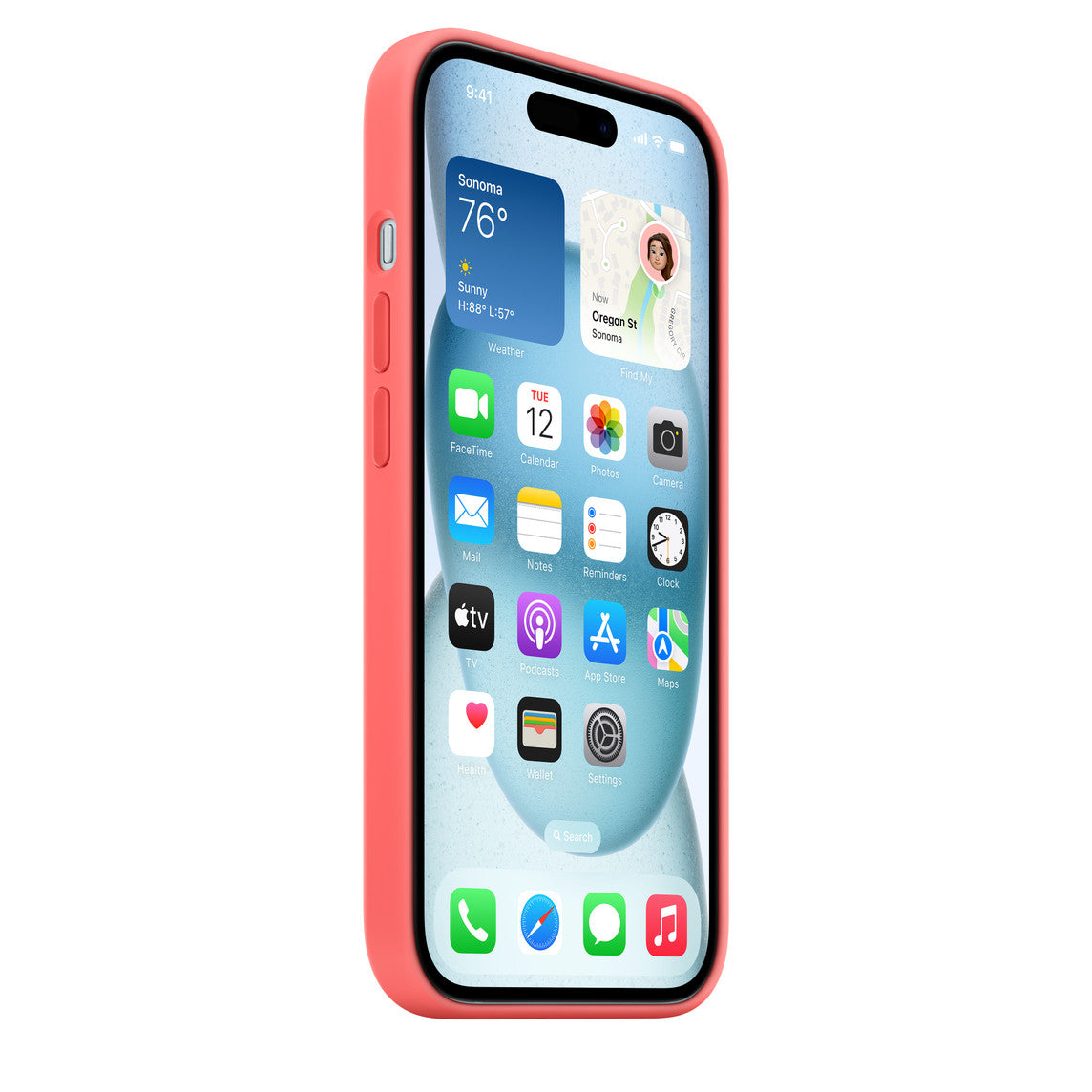 Apple iPhone 15 Silikon Magsafe Case Koyu Pembe