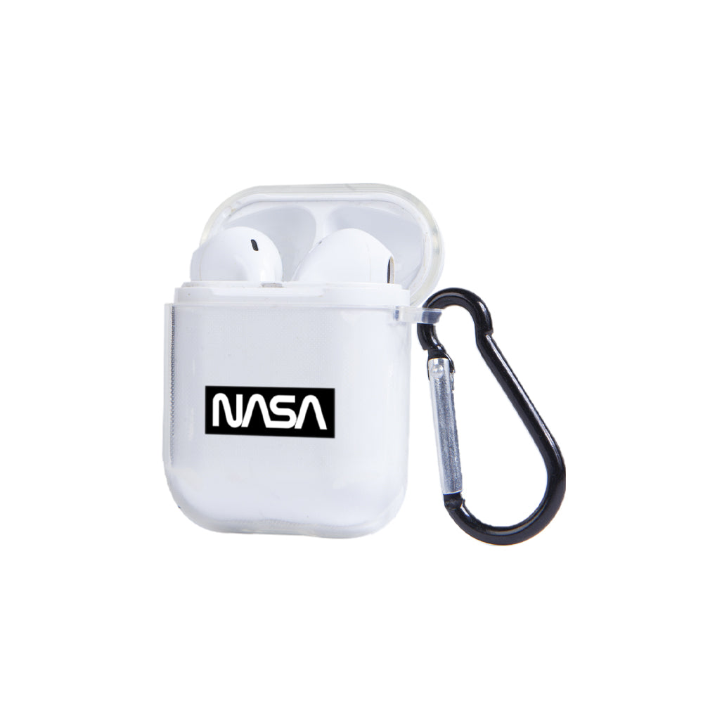 Apple AirPods Nasa Siyah Logo Şeffaf Kılıfı – Deercase