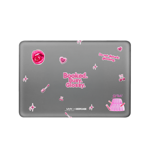 Macbook Pro Sert Kapaklı Booked Busy Glossy Desenli Kılıf