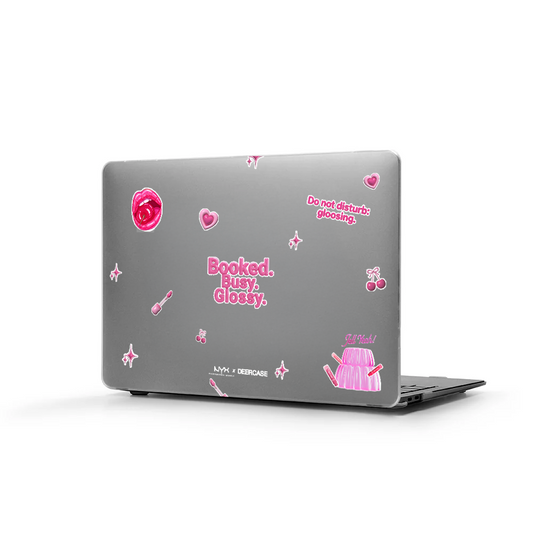 Macbook Pro Sert Kapaklı Booked Busy Glossy Desenli Kılıf