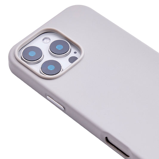 iPhone 15 Pro Max Gizli Magsafeli Vegan Deri Telefon Kılıfı - Gri