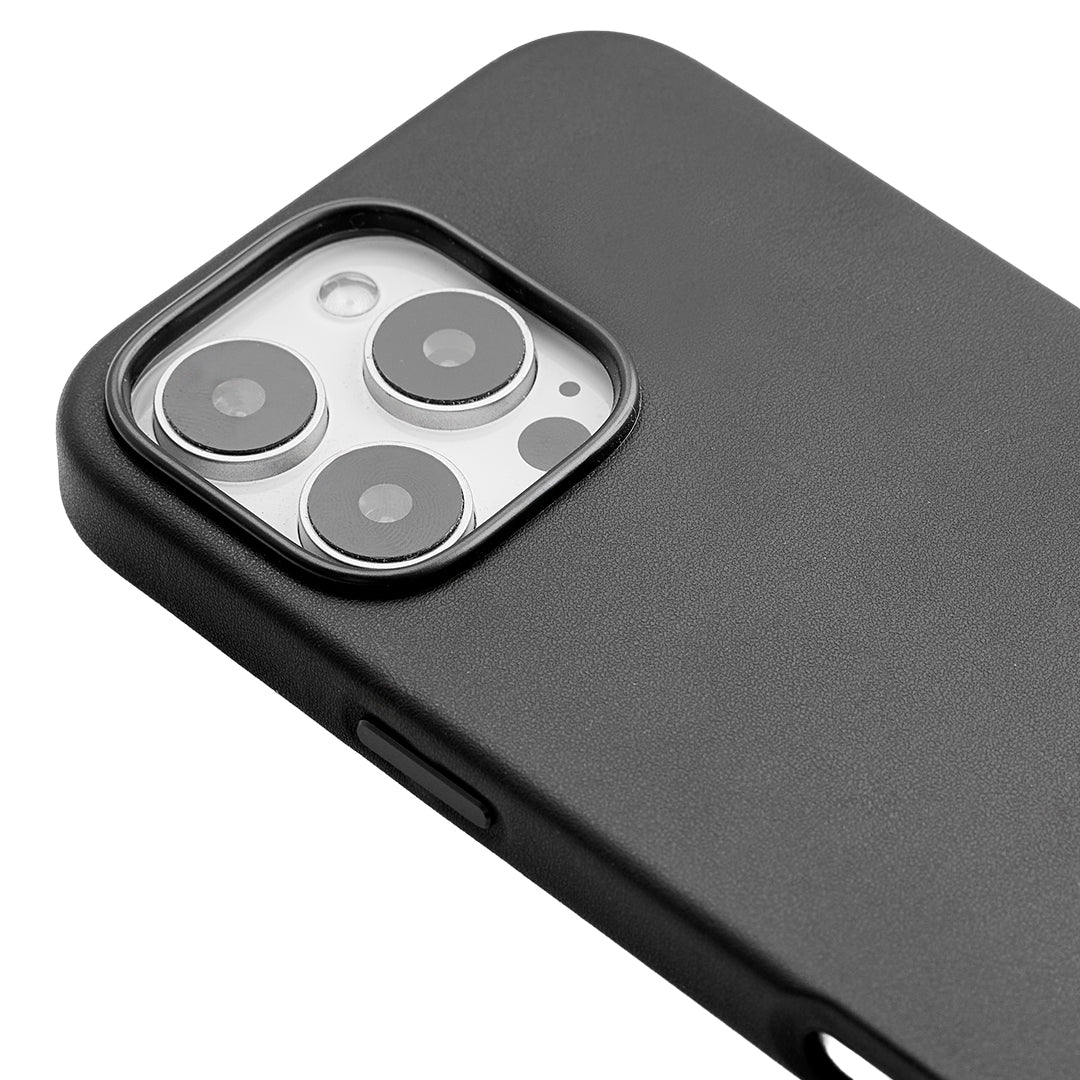 iPhone 15 Gizli Magsafeli Vegan Deri Telefon Kılıfı - Siyah