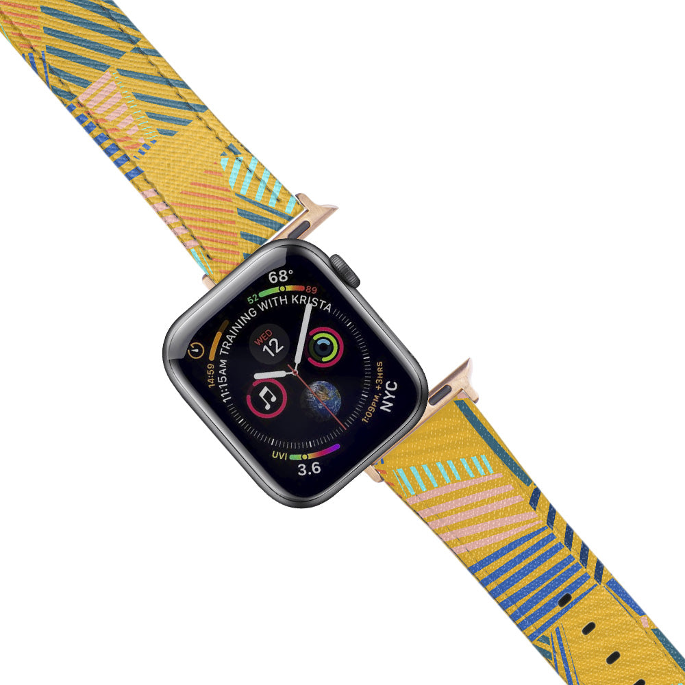 Apple Watch Yellow Band Colors Line Desenli Kordon