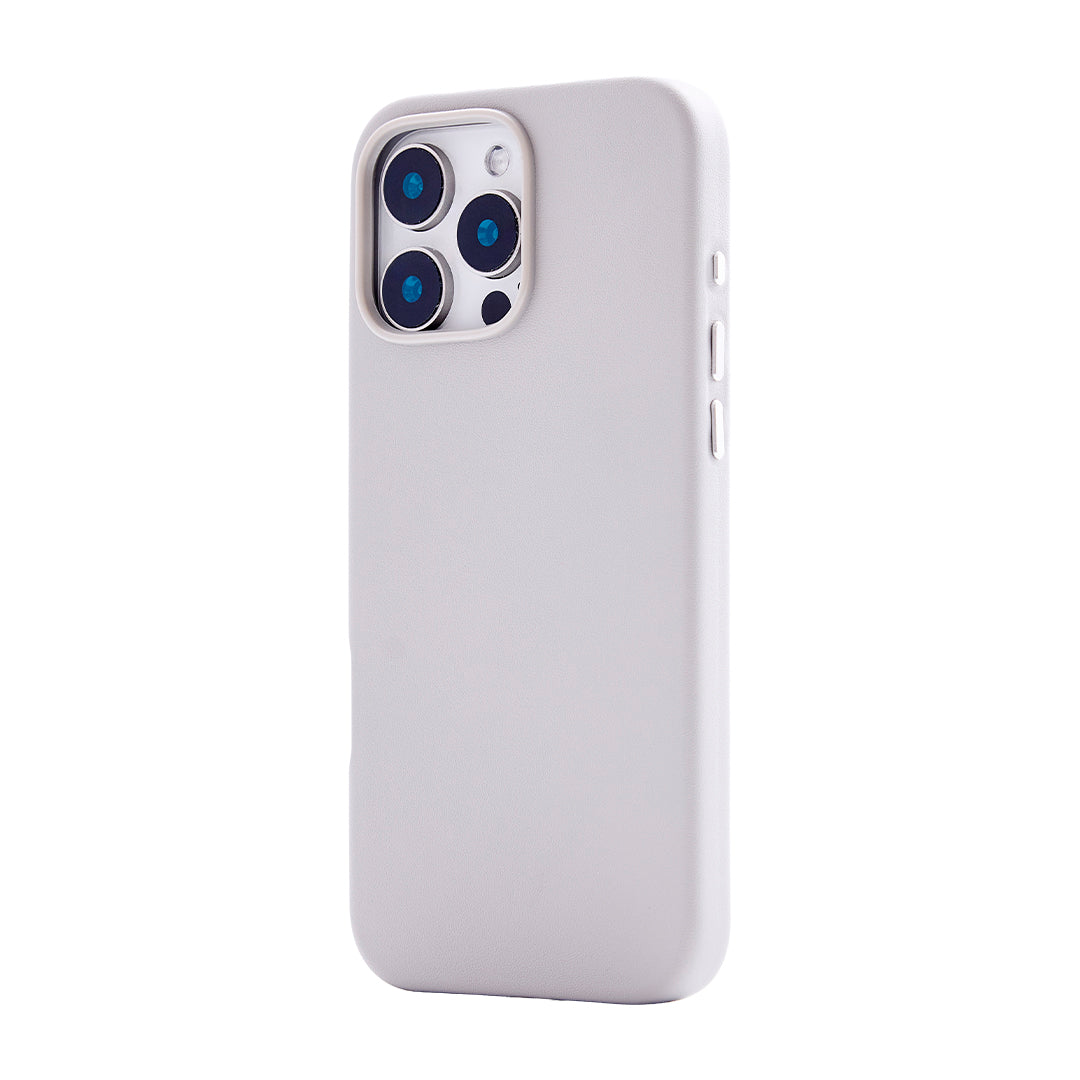 iPhone 15 Gizli Magsafeli Vegan Deri Telefon Kılıfı - Gri