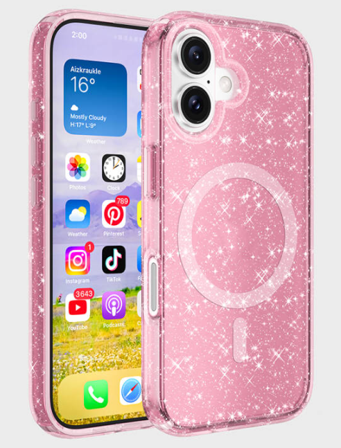 Allstar iPhone 16 Simli Pembe Magsafe Kılıf